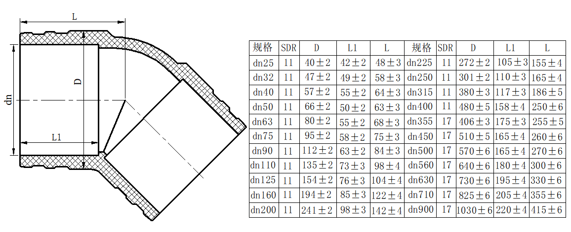 product-1-1 45 Degree Elbow Dimension Drawing